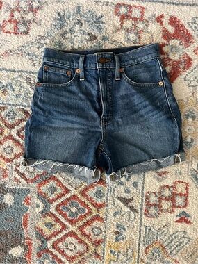Madewell Dark Blue Denim Frayed Hem Shorts